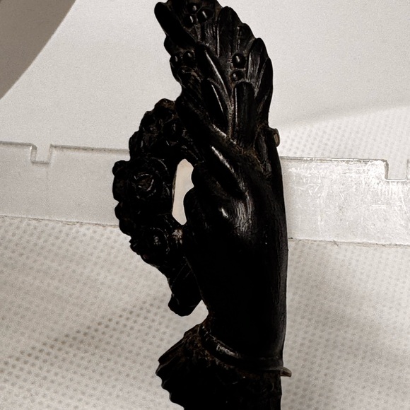 Antique Brooch Mourning victorian gutta percha love token - Picture 3 of 16